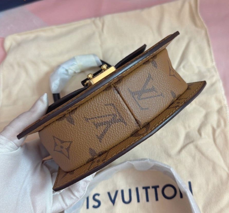 Louis Vuitton Tillsit Mini Monogram Top HandleCrossbody Brown Gold Women Classic