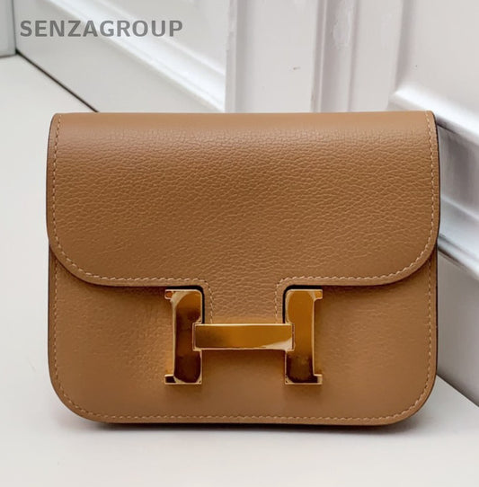 Hermes Constance Slim Shoulder Bag Crossbody Brown Black Used Women Classic