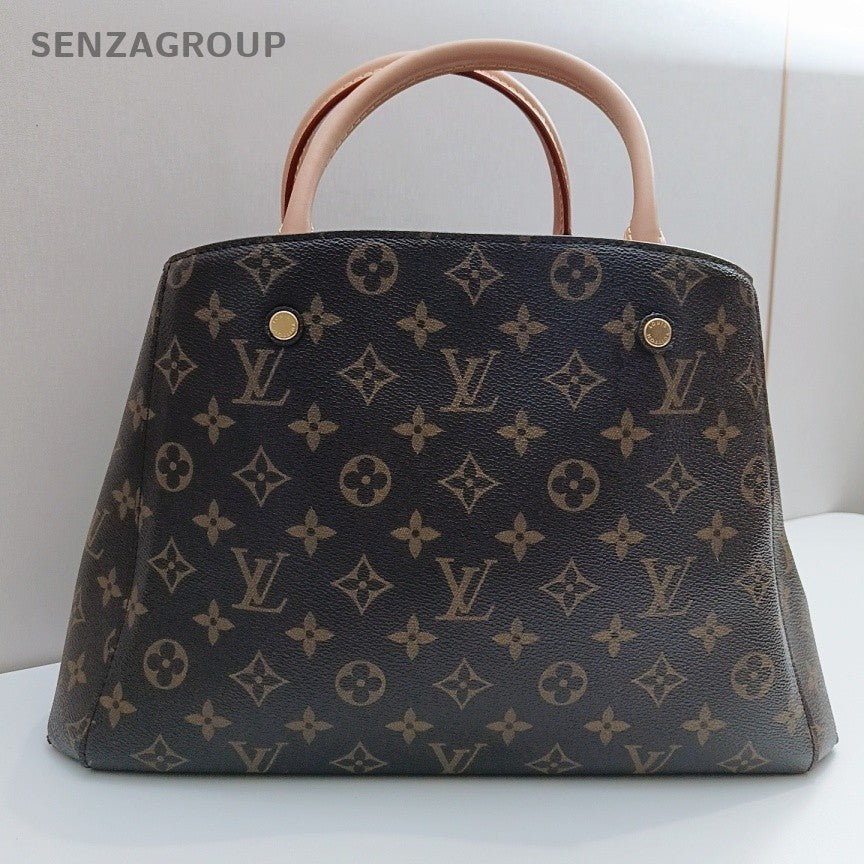 Louis Vuitton Montaigne MM Monogram Top Handle Bag Crossbody Brown Women Classic