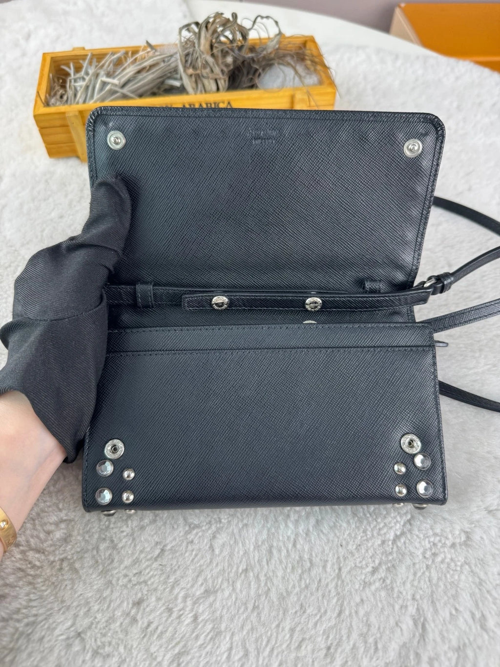 Prada Rivet Gem WOC Chain Crossbody Bag For Women