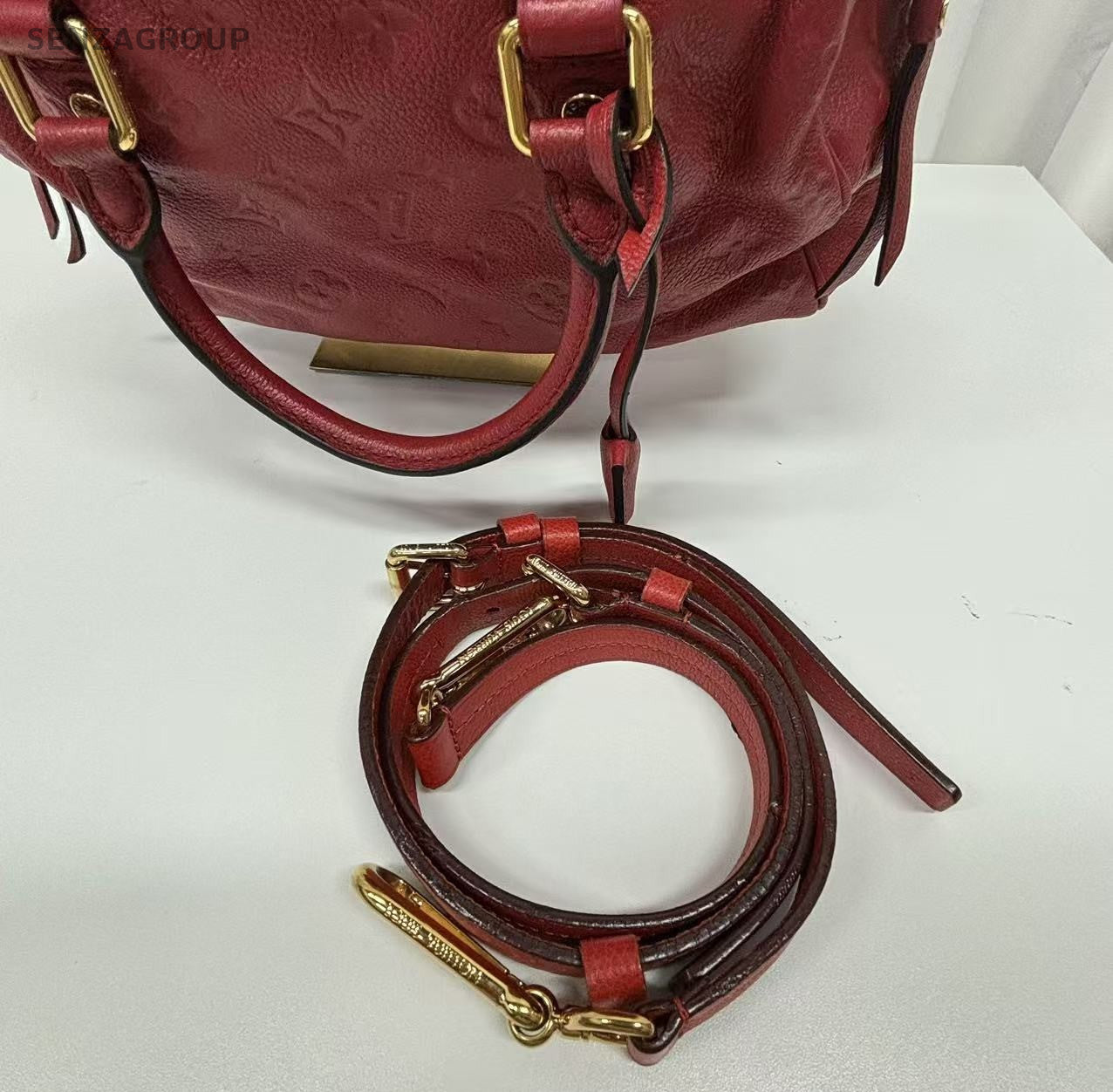 Louis Vuitton Monogram Empreinte bandouliere Red Speedy25 Crossbody Handbag
