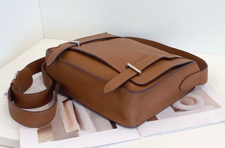 Hermes Steve PM TC Leather Shoulder bag Crossbody Brown Gold