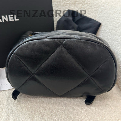 Chanel 19 Bag 24C Black Gold Chain Backpack Quilted Women's Fashion