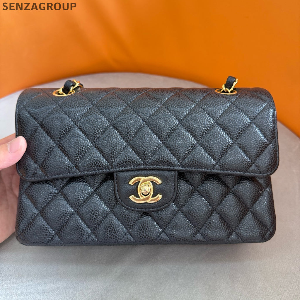 Chanel CF Black Gold Small Quilted Chain Shoulder Crossbody Bag