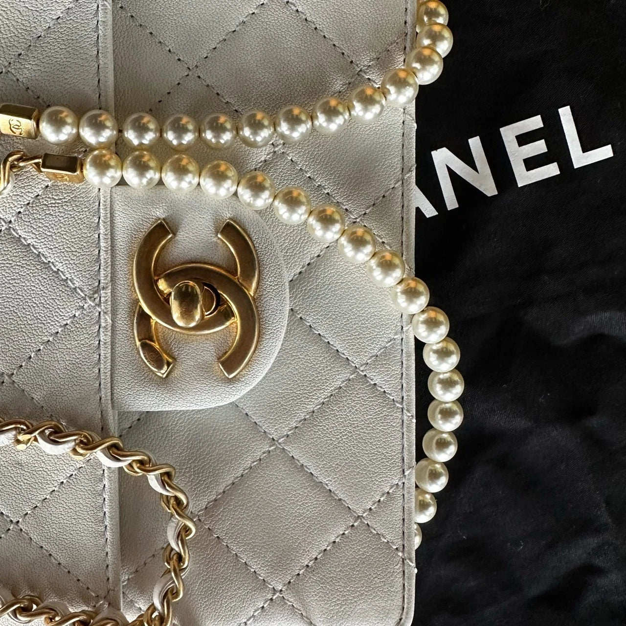 CHANEL White Chain Crossbody Bag For Women