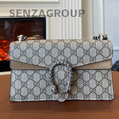 Gucci Dionysus GG Supreme Brown Silver Chain Shoulder Bag Classic Women