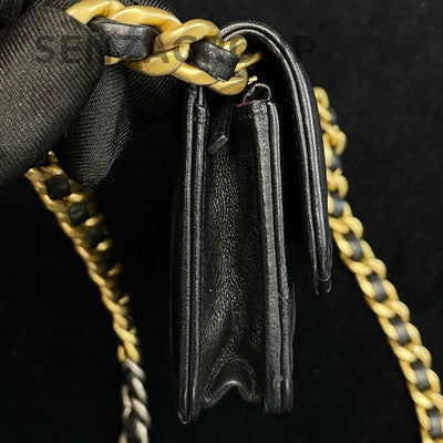 Chanel 19 Bag Black Gold Chain Phone Crossbody Bag Quilted Fashion