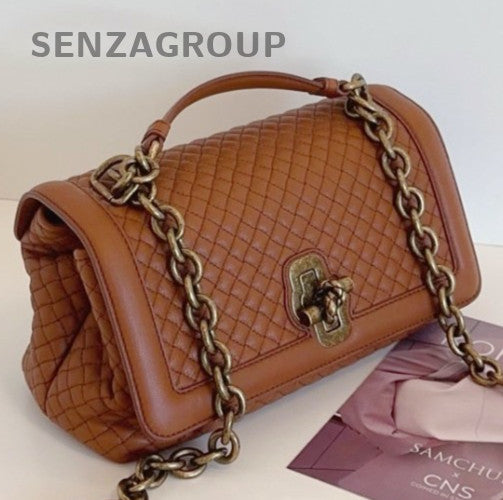 Bottega Veneta Olimpia Knot Chain Shoulder Bag Brown Gold Used Women Classic