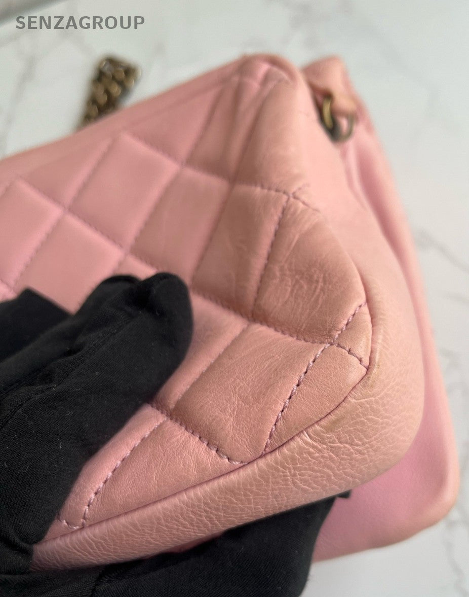 Chanel Classic Flap Chain Shoulder Bag Pink Gold Women Diamond Designer