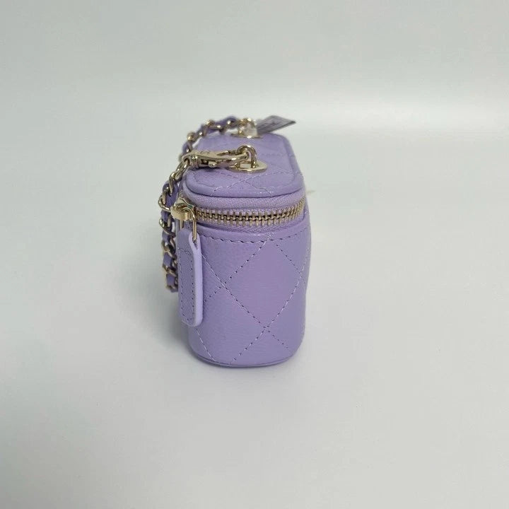 CHANEL 26C Purple Calfskin Leather Box Handbag For Women