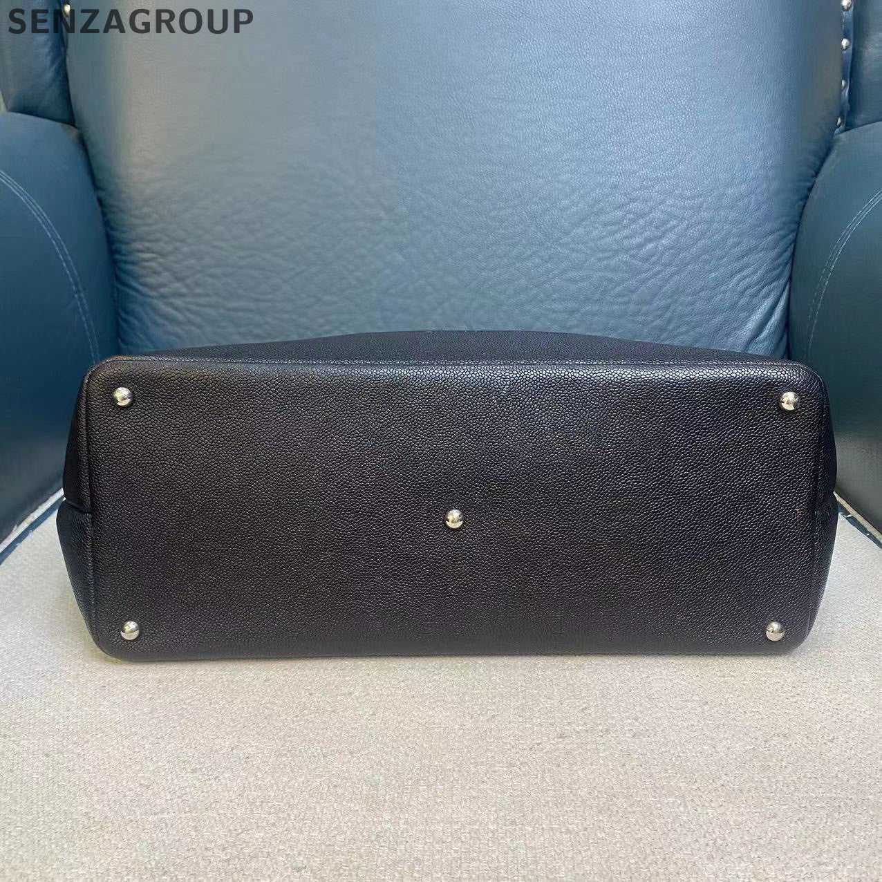 Chanel Quilted Tote Briefcase Chain Shoulder Bag Beige Black Women's