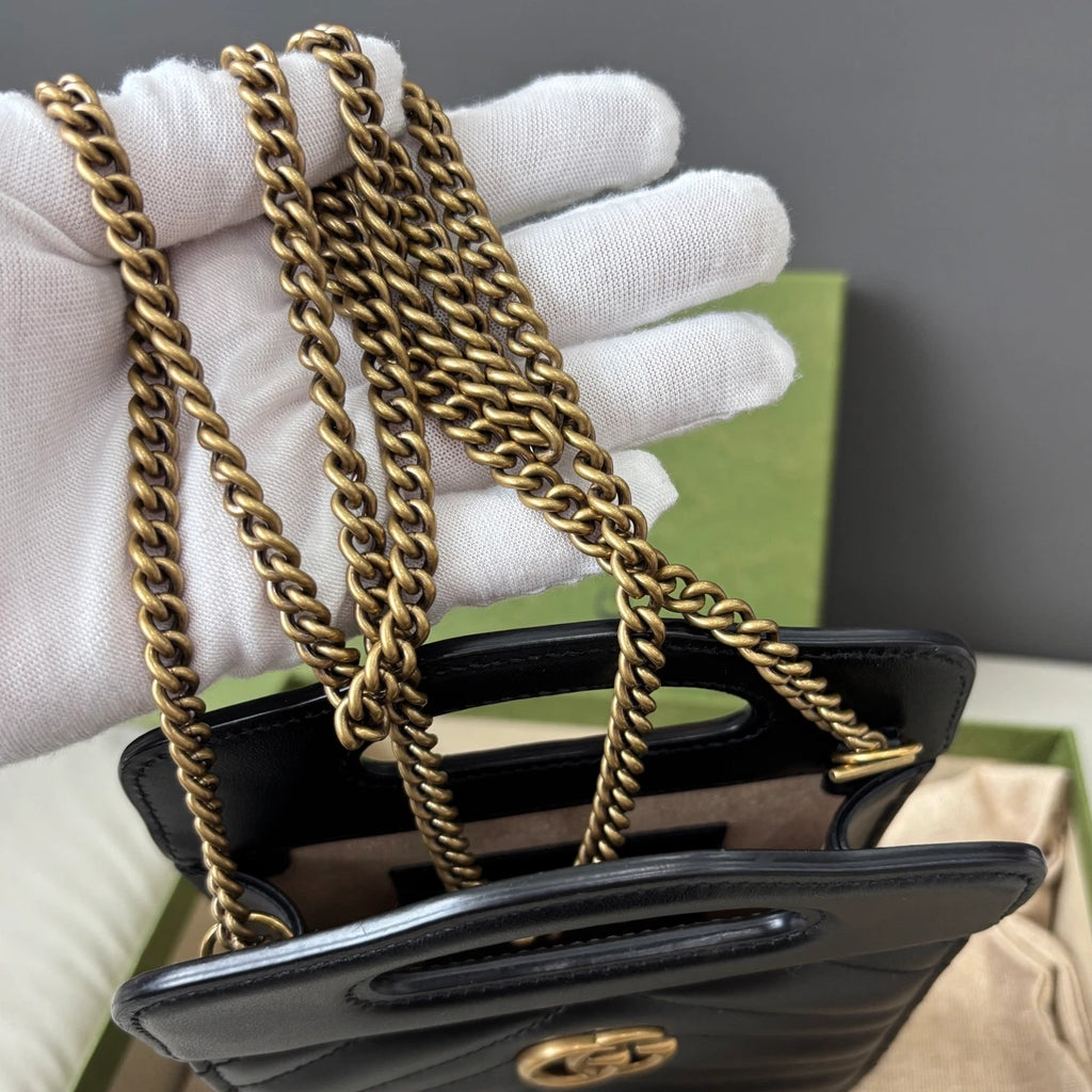 Gucci Marmont Black Gold Shoulder Bag Crossbody Excellent