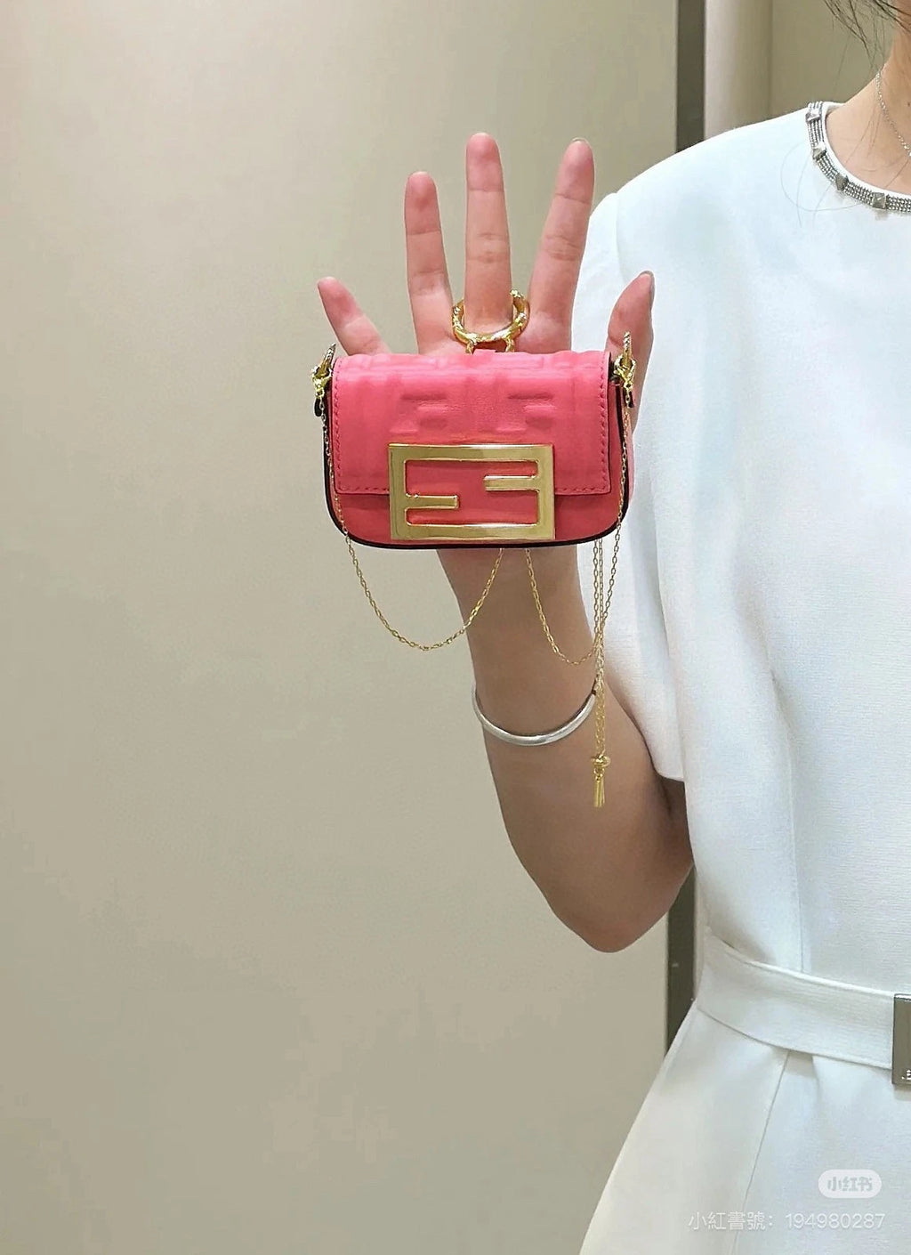 Fendi Nano Baguette Pink Super Mini Shoulder Bag For Women