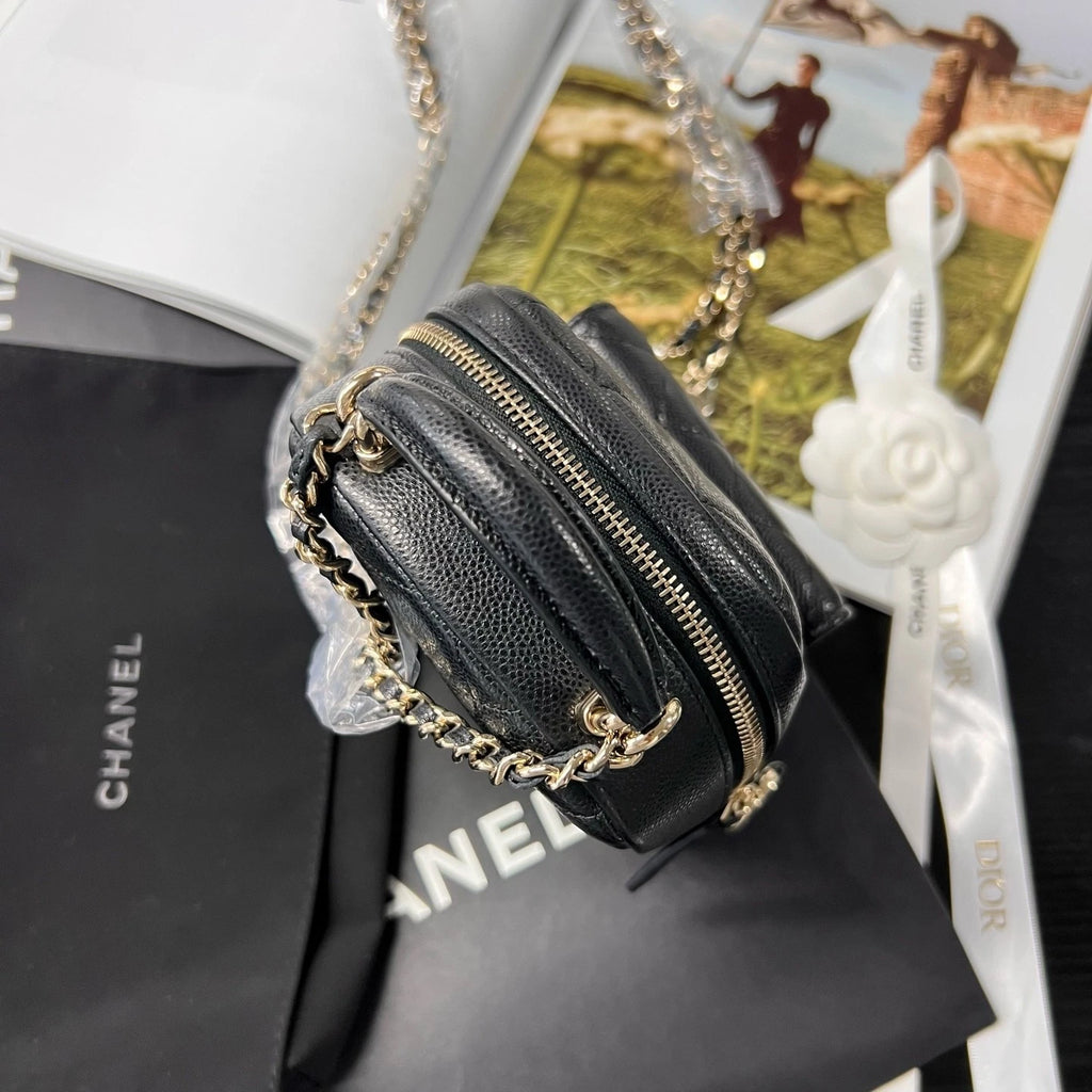 CHANEL Mini Backpack Black Gold Diamond For Women