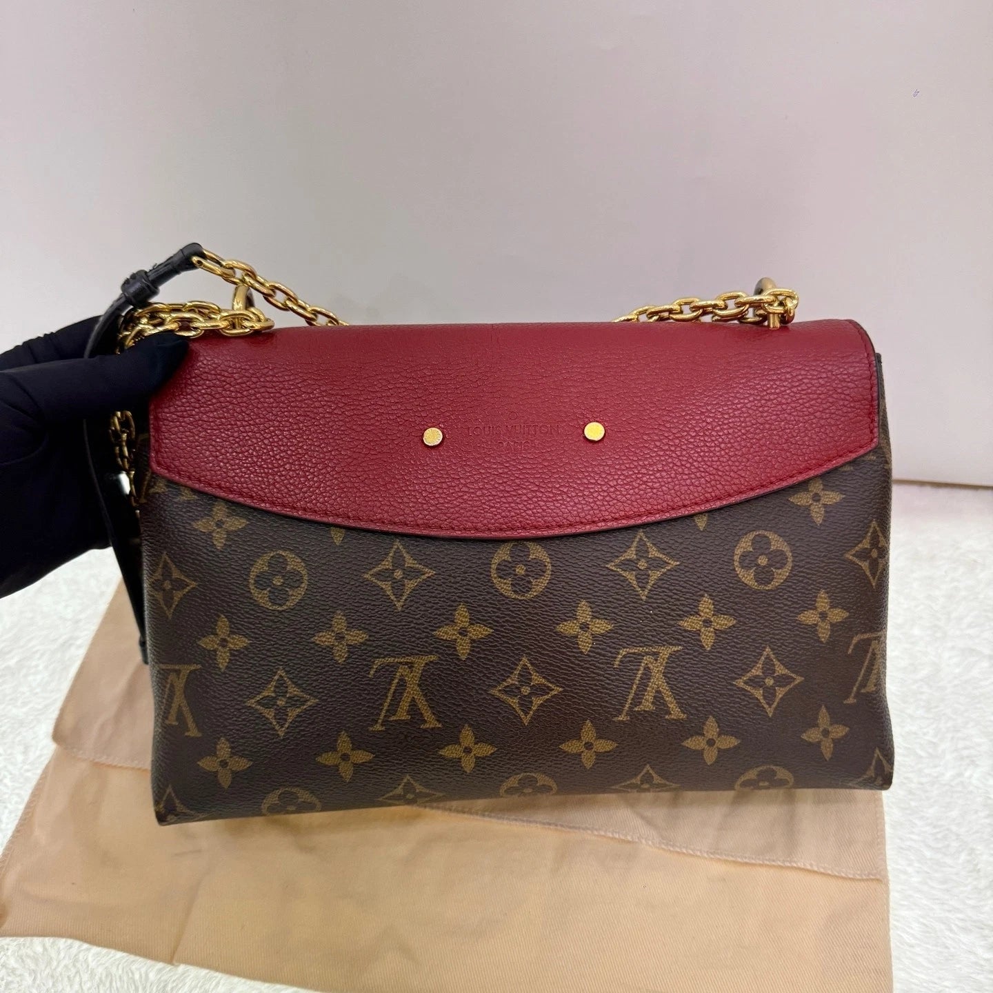 Louis Vuitton Saint Placide Monogram Red Canvas Chain Shoulder Bag Crossbody