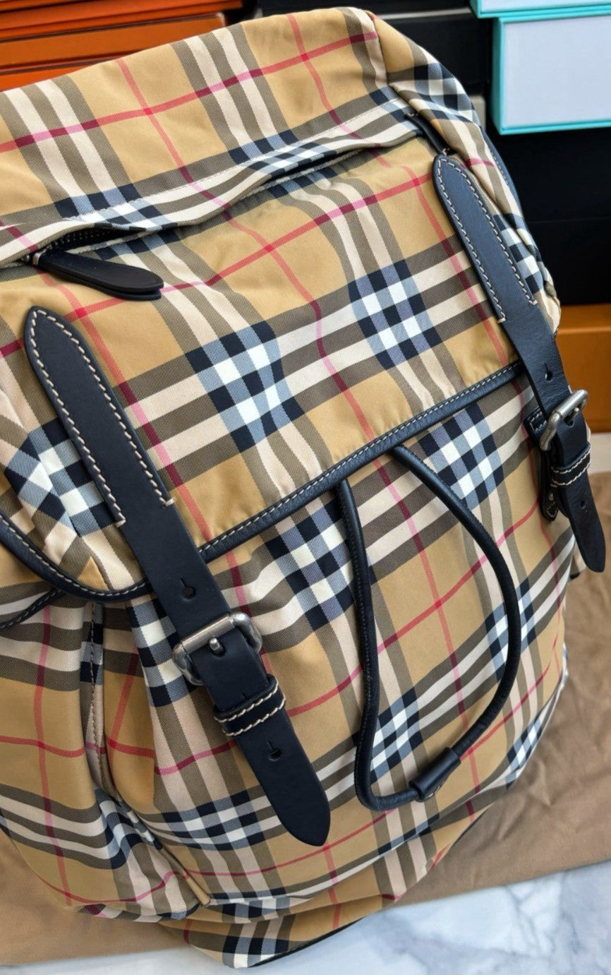 Burberry Classic Check Canvas Backpack Shoulder Bag Multicolor Unisex Adluts