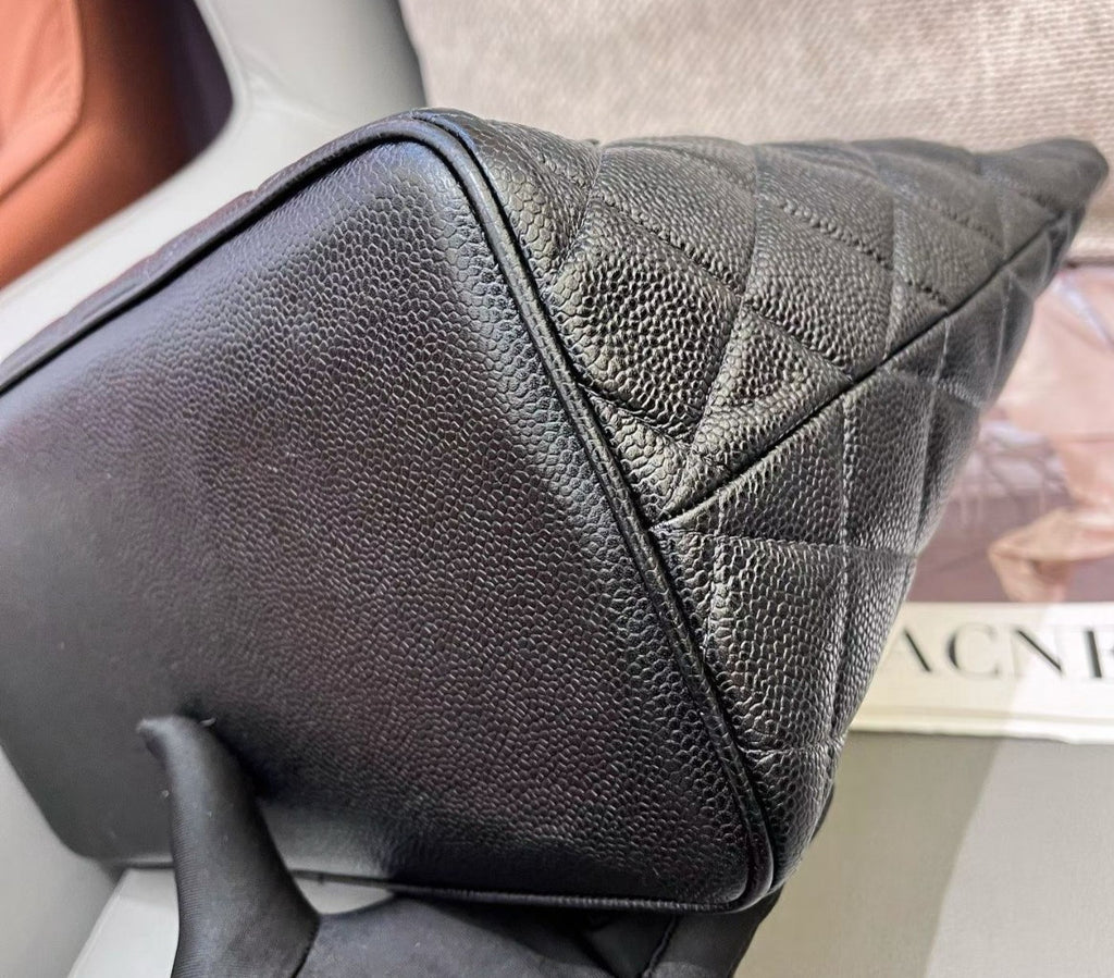 Chanel Hilton Diamond CC Logo Top Handle Bag Shoulder Bag Black Silver Women