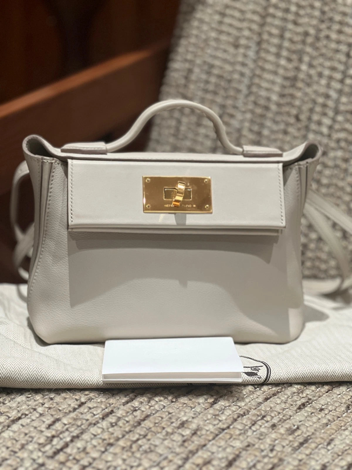 Hermes 2424 Mini White Gold Hardware Handbag For Women