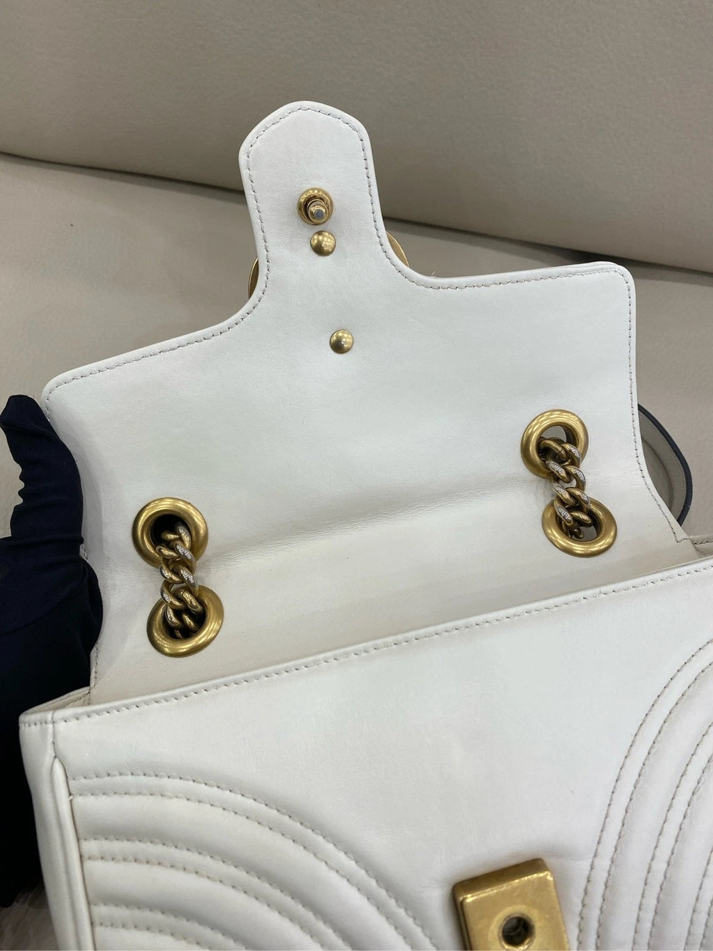GUCCI Marmont22 Small White Shoulder Bag For Women