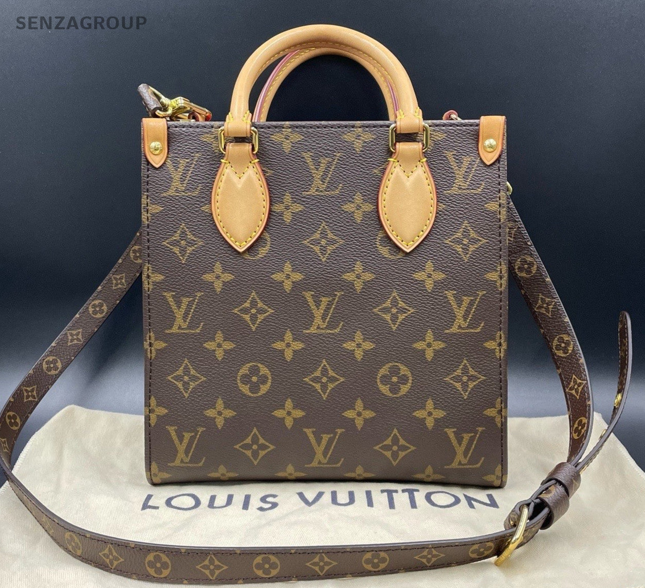 Louis Vuitton Sac Plat BB Monogram Canvas Top Handle Crossbody Women Classic