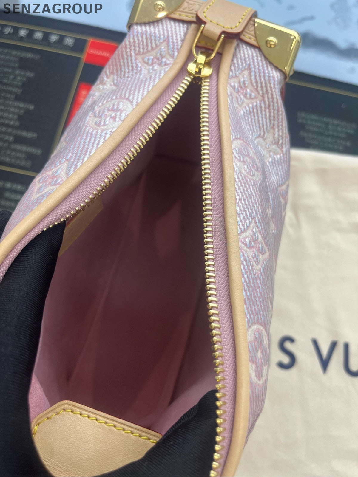 Louis Vuitton Monogram Box Bag Medium Pink Gold Shoulder Crossbody Classic Women