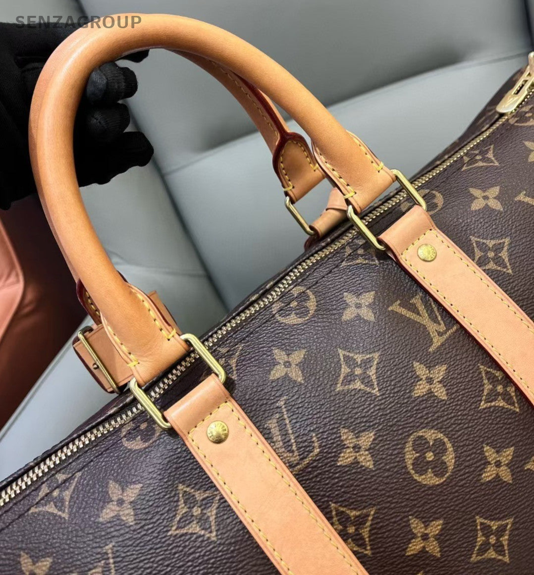 Louis Vuitton Keepall 45 Monogram Top Handle Shoulder Crossbody Bag Brown