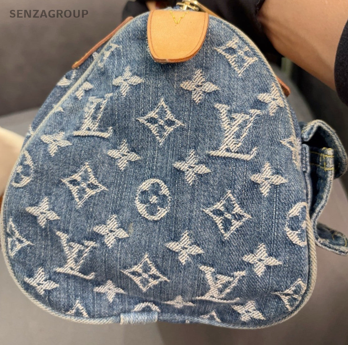 Louis Vuitton Monogram Handbag Blue Yellow Unisex Adults Classic