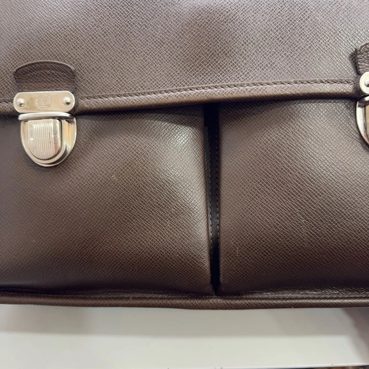 Louis Vuitton Brown Leather Messenger Briefcase Crossbody Handbag For Women