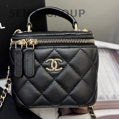 Chanel Black Gold Lambskin Mini Chain Shoulder Crossbody Bag Classic