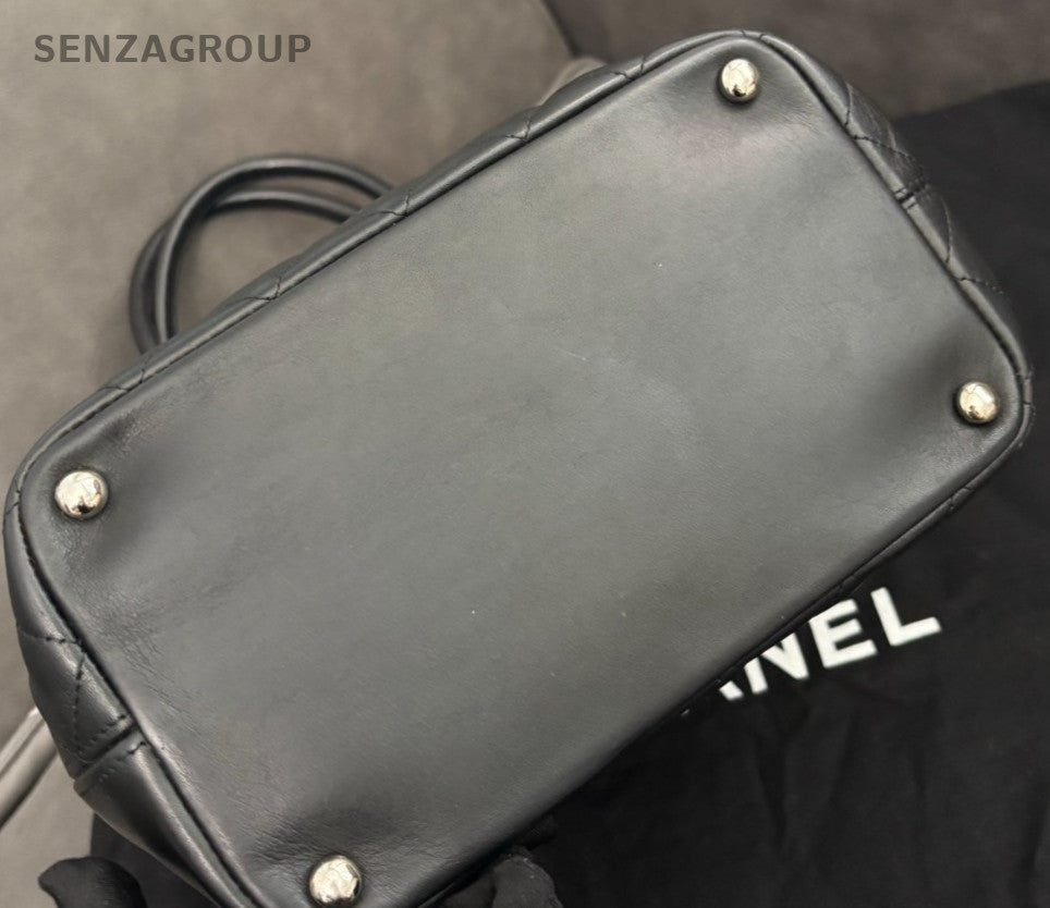 Chanel Calfskin PM Handbag Shoulder Bag Black Red Used Women Classic Designer