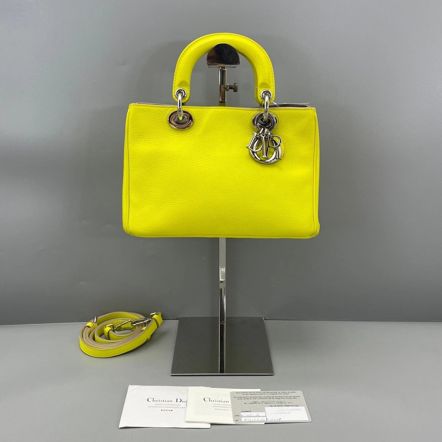 Dior Small Yellow Leather Top Handle Bag For Women