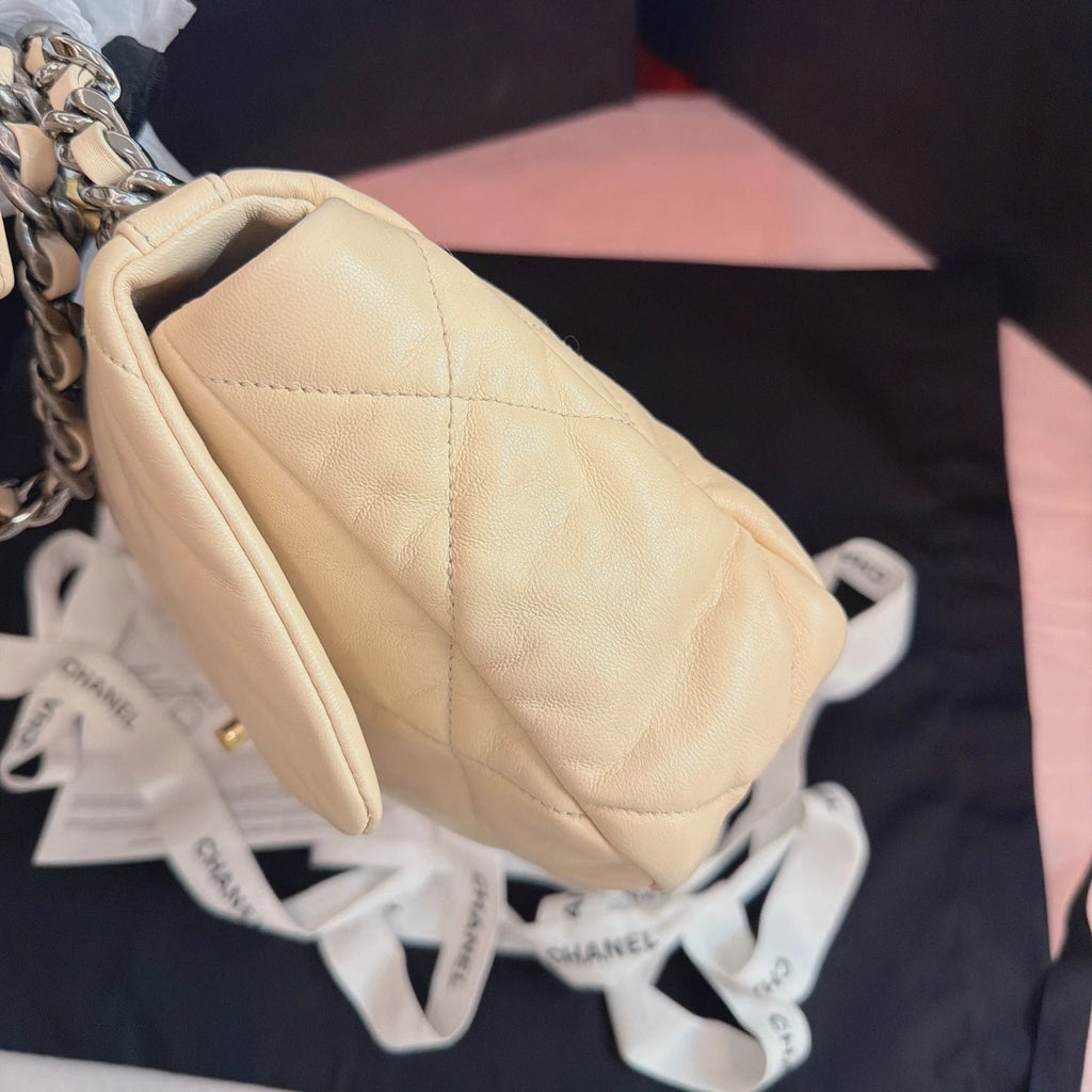 Chanel 19Bag PM Chain Shoulder Bag Crossbody Beige Gold Women Classic