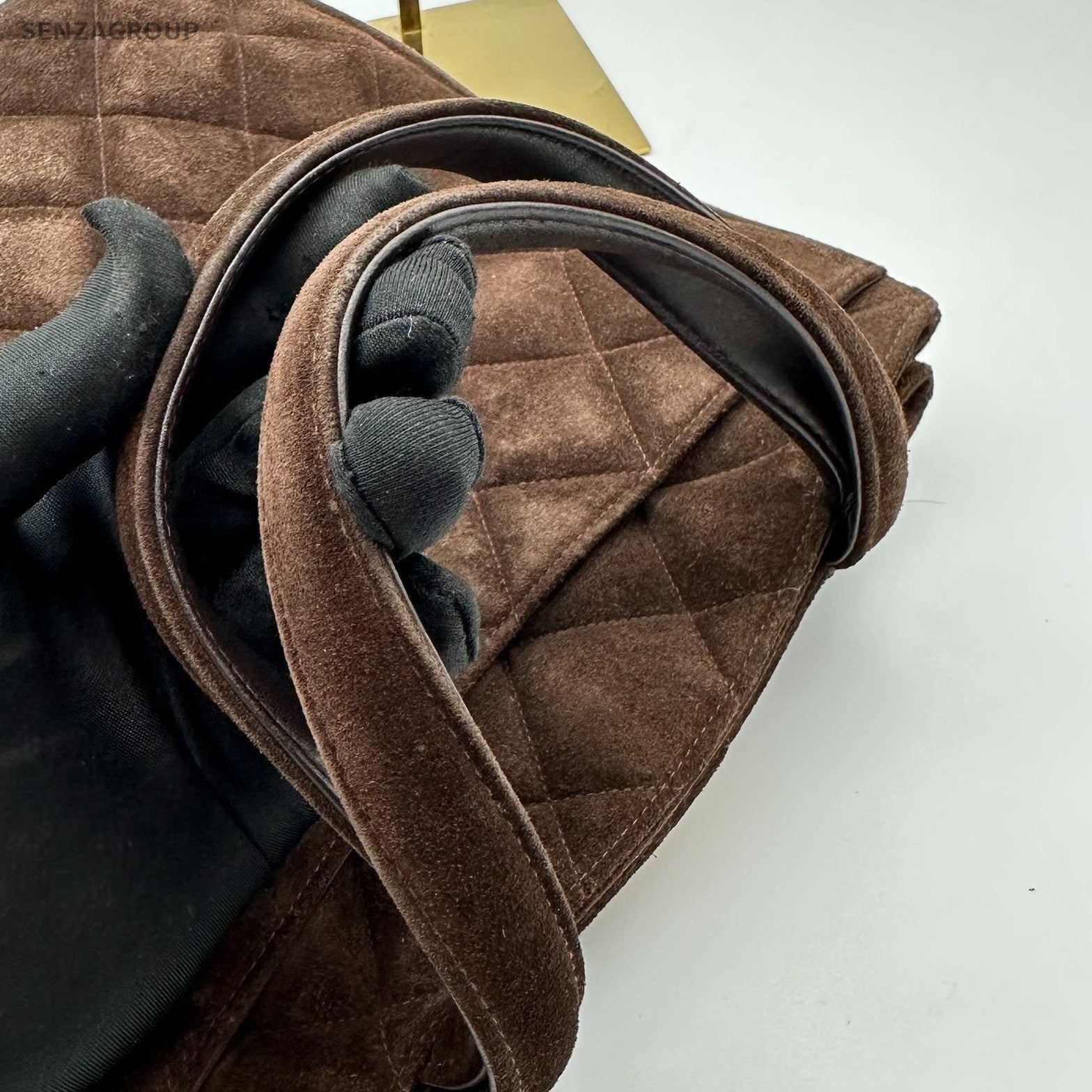 Vintage CHANEL Brown Suede Tote Shoulder Bag for Women