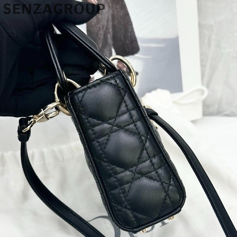 Dior Micro Black Gold Lady Dior Bag - Classic Quilted Shoulder Bag
