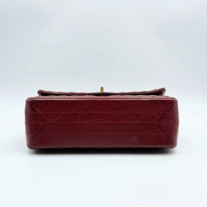 Chanel 2.55 Medium V Pattern Red Leather Shoulder Bag For Women