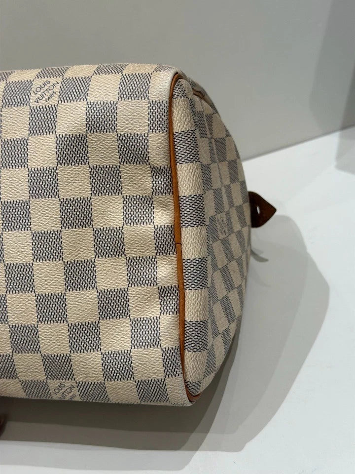 Louis Vuitton Speedy30 White Damier Canvas Top Handle Bag For Women