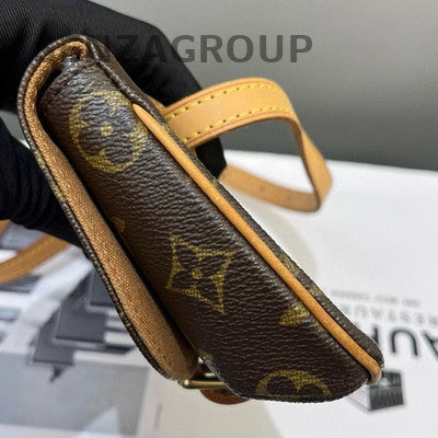Louis Vuitton Monogram Waist Bag Small Brown Gold Buckle Classic Women