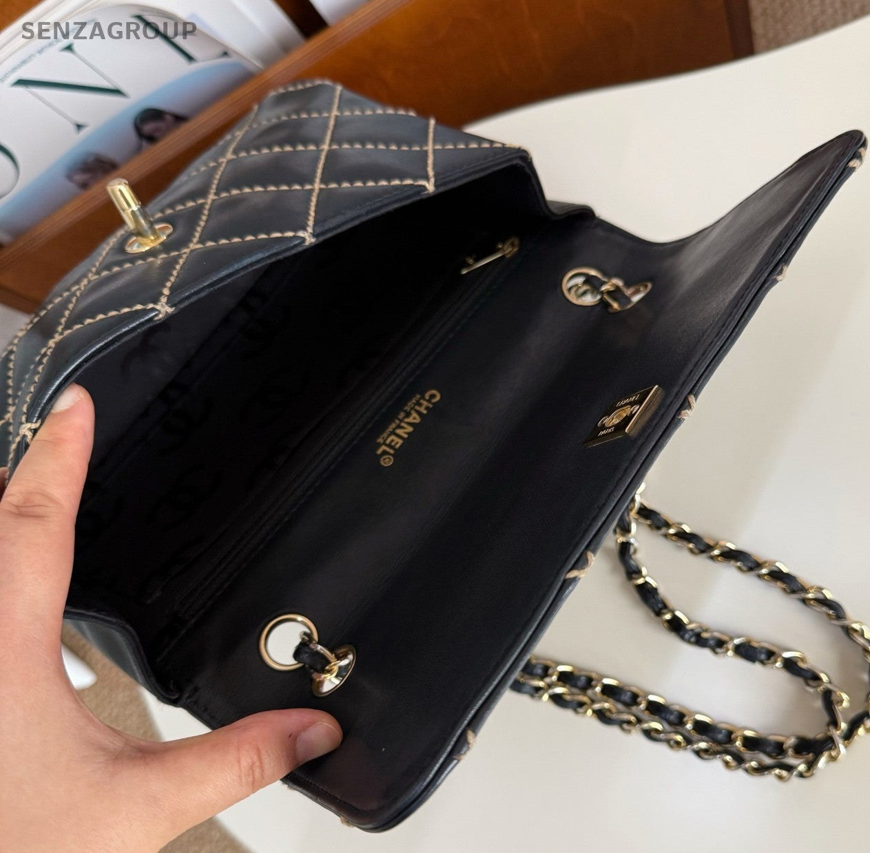 Chanel Classic Flap Quilted Pattern Shoulder Crossbody Bag Black Women