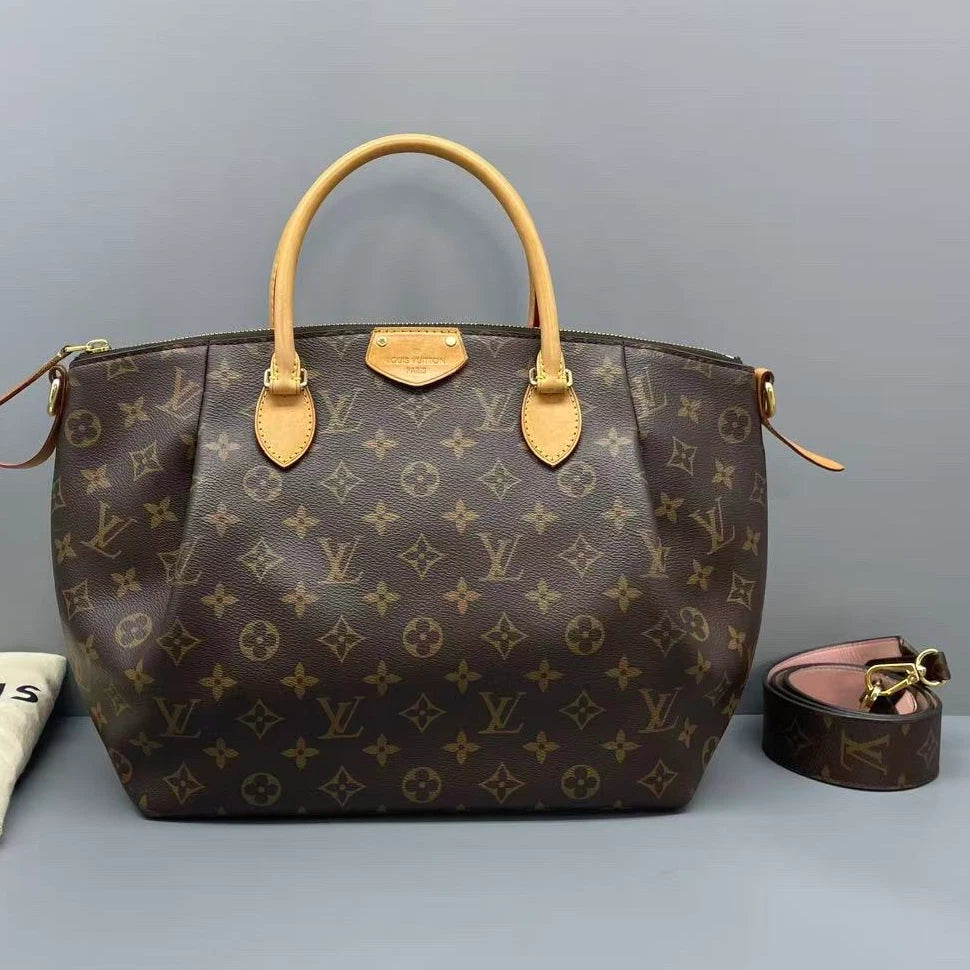 Louis Vuitton Tivoli MM Monogram Top Handle Crossbody Brown Gold Women Classic