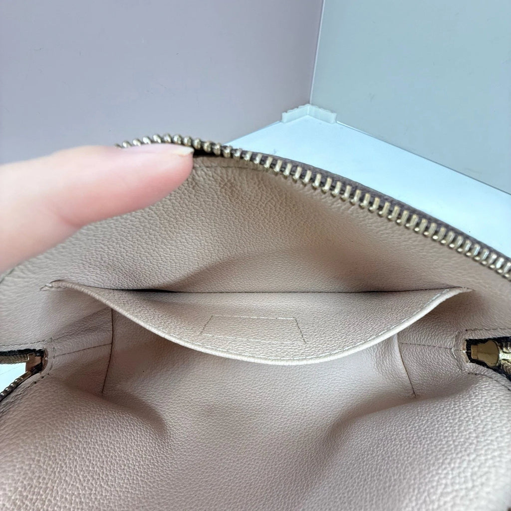 Louis Vuitton Cosmetic Pouch Monogram Clutch Brown Gold Women Classic