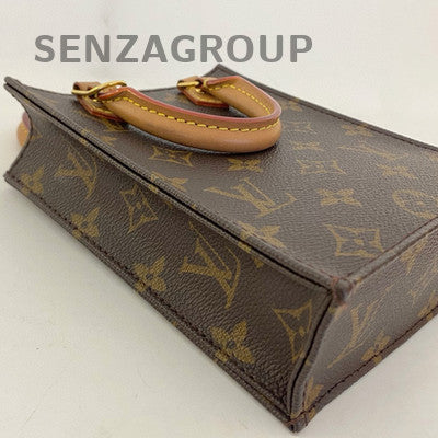 Louis Vuitton Monogram Mini Sac Plat Handbag Brown Gold Clasp Women's Classic