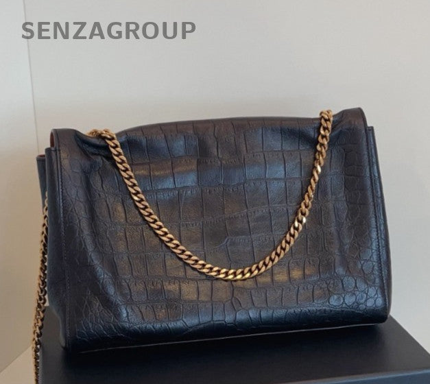 YSL Saint Laurent Kate Alligator pattern with Caramel suede leather Chain bag