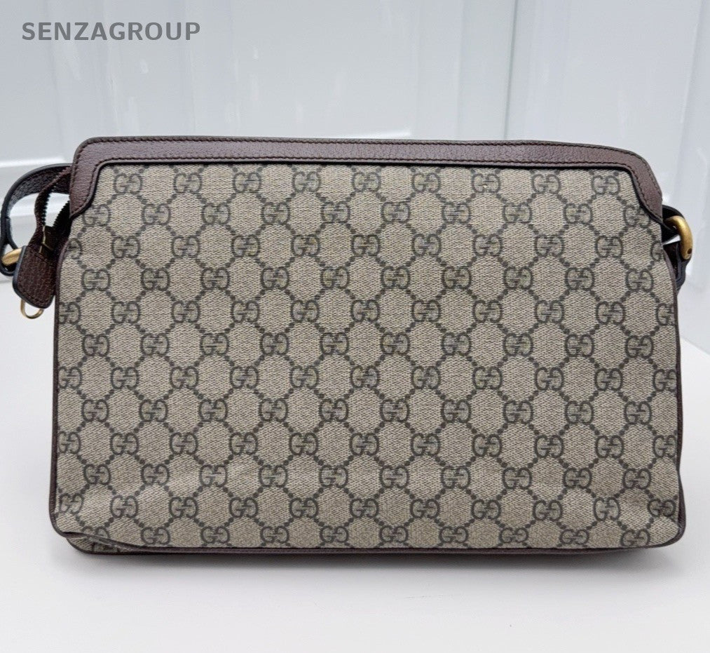 Gucci Ophidia Canvas Shoulder Bag Brown Gold Women Classic Fashion