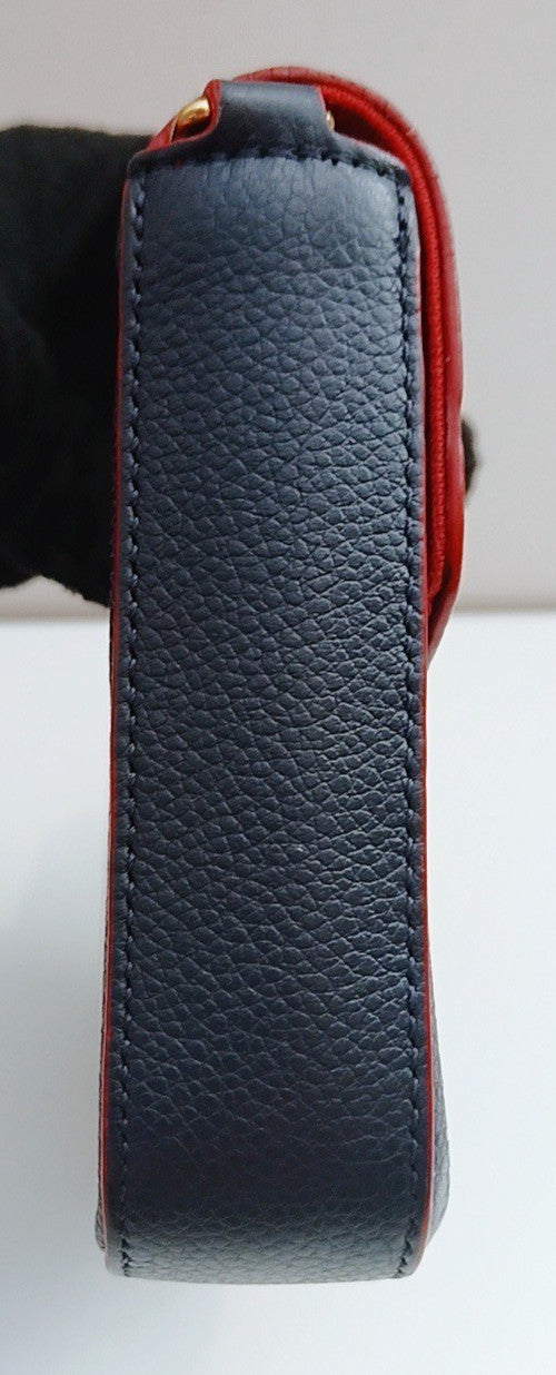 Louis Vuitton Calfskin Clutch Blue Gold Red Used Women Classic Designer