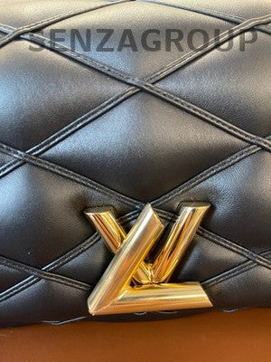 Louis Vuitton Medium Black Gold Buckle Shoulder Crossbody Bag Classic