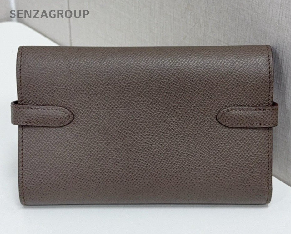 Hermes Kelly Medium Wallet Gray Gold Used Women Classic Fashion