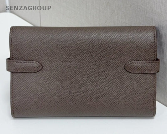 Hermes Kelly Medium Wallet Gray Gold Used Women Classic Fashion