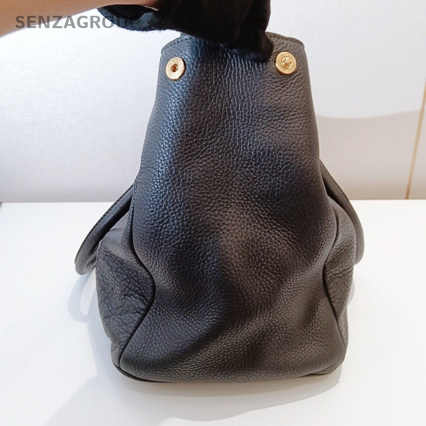 Prada Galleria Classic Black Gold Top Handle Shoulder Bag Used Women Designer