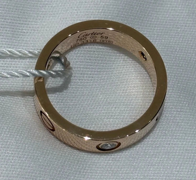 Cartier Love 18k Rose Pink Gold 3 Diamonds Wide Band Ring EU59/US8.75