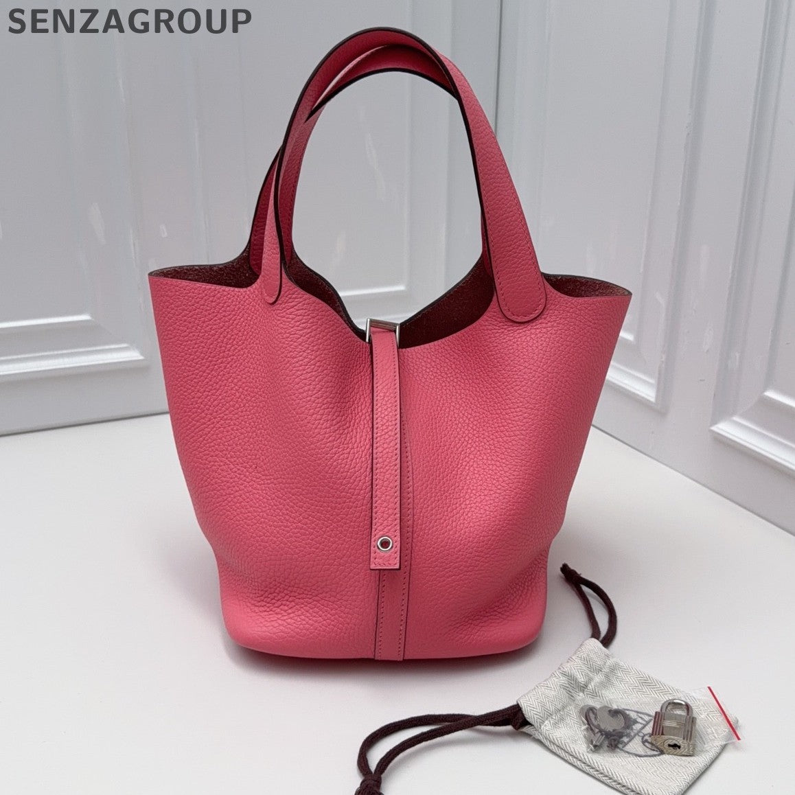 Hermes Picotin22 Top Handle Shoulder Bag Pink Silver Women Classic